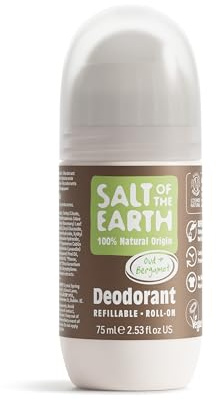 Salt of the Earth - Natural Refillable Roll On Deodorant - Oud & Bergamot - Vegan Formula with Long-Lasting Protection - Made in the UK - 75ml