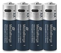 MediaRange Mignon AA I - Pilas Recargables de Ion de Litio (1,5 V, 1400 mAh, 4 Unidades)