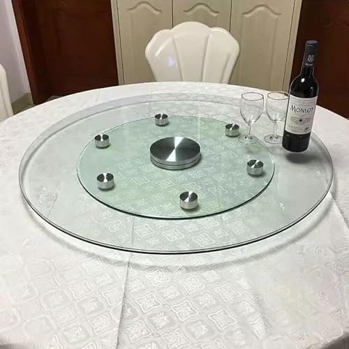 Lazy Susan Rund Drehplatte aus Gehärtetes Glas 360°Drehbar Serviceplatte Durchmesser 50-100cm Großer Esstisch Transparent Drehteller Tischplatte Servierplatte Leise Glatter Polierte Kanten(60cm/24in)
