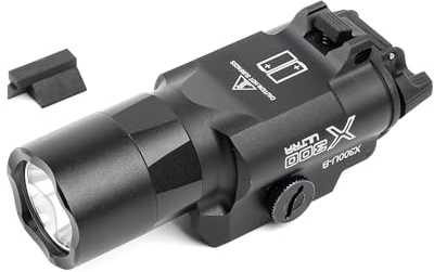 GLECTICAL X300u-B Tactical Torch Flashlight 600 Lumens, Dual Light Modes Constant & Momentary, Small Tactical Flashlight for Picatinny Rails and Glock Slots, Black