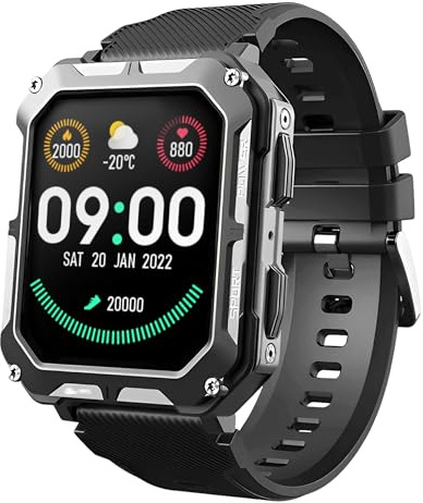 Hard Hat Watches - Reloj inteligente resistente para hombre, reloj inteligente original, reloj digital impermeable para los trabajos más difíciles, con rastreadores de fitness, monitor de frecuencia
