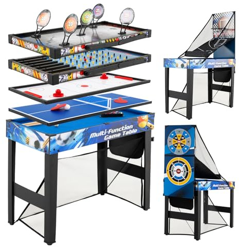 GOPLUS 10-i-1 spelbord, multifunktionellt bord med biljard, ishockey, bordtennis, basket, fotboll, hockey, dart, bågskytte och flipper, bordsspel för vuxna och barn från 8 år