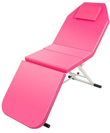 CHERIKIU 3 Zonen Mobile Klappbar Massageliege mit Kopfstütze, Verstellbare Faltbarer Massagestuhl Bett Professionelle Stahl Massagetisch, 250kg Tragfähig für Spa Salon Tattoo Schönheit (Rosa)