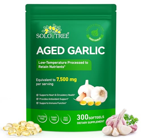 24 Month Aged Garlic Extract Capsules - 300 Softgels, High Strength Aged Garlic Extract 7500mg - Gentle Daily Support, Non-GMO, Gluten-Free