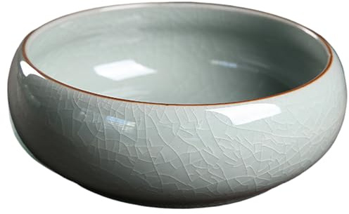 Takingup Flower Bowl, Lotus Bowl Planter Ceramic Flower without Drainage Hole Bonsai Pot for Hydroponic Plants, Water Lily, Aquatic Plants, Indoor Outdoor Garden Decor