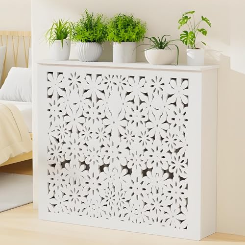 Modern kylarskydd skåp hylla enkel bärande värmeskåp skydd elegant vit kylarhylla för hem och vardagsrum dekor (60 x 7)