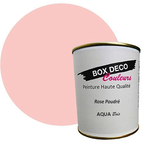 BOX DECO COULEURS Peinture bois intérieur extérieur à base d'acrylique aspect velours-satin Aqua Bois - 750ml, Rose Poudré