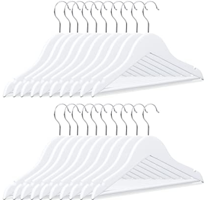 Relaxdays klädhängare för barn, 80-pack, trä, 360° vridbar krok, vit