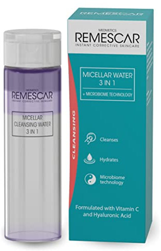 Remescar Mizellenwasser 200ml – 3-in-1 Make-up Entferner & Gesichtsreiniger – Sanfte Reinigung mit Vitamin C & Hyaluronsäure für strahlende Haut – Entfernt Schmutz, Unreinheiten & wasserfestes Make-up