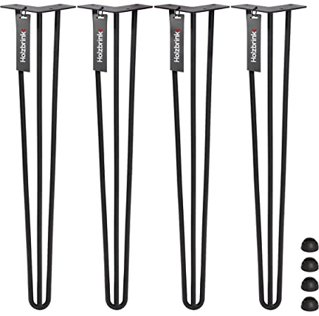 HOLZBRINK 4 x Hairpin Tischbeine Metall 3-Stangen, Hairpin Leg Möbelfuß, Schwarz, 100 cm, HLT-13A-100-9005