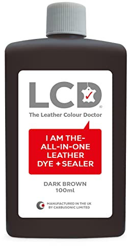 LCD All-in-One Leather dye & Sealer - Repair & Restore Paint, for Sofas, Shoes, Handbags, Clothing, self Sealing 100ml by The Leather Colour Doctor (Dark Brown)