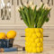 BIEN BEAU Zitronenvase, 17,8 cm hoch, Keramik, mediterraner Stil, Tischvasenhalter mit 3D-Zitronen-Design, Zitronen-Küchendekor, inspiriert, Zitronen-Themen-Geschenke