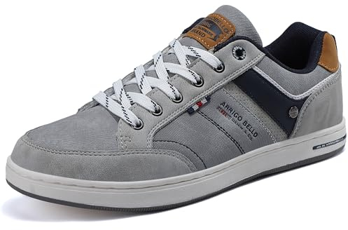AX BOXING Sneaker Uomo Scarpe da Ginnastica Comode Sneakers Basse Lacci Scarpe Sportive Tennis Taglia 41-46 EU(Grigio_1018, 45 EU)