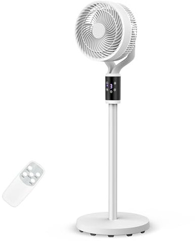 Anveltech Pedestal Fan for Bedroom, Pedestal Fan with Remote, Air Circulator for Whole Room, 6 Speeds, Timer,Oscillating Quiet Standing Fans for Bedroom, Kitchen, Home