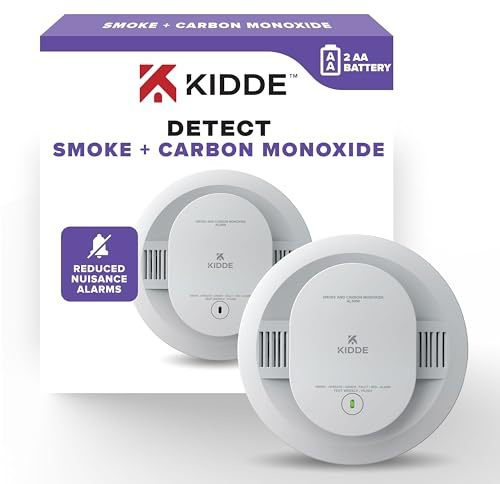Kidde Smoke and Carbon Monoxide Detector, AA Battery Powered with LED Status Lights, 85 dB Alarm, 5 inches, 30CUDR, 1 Pack