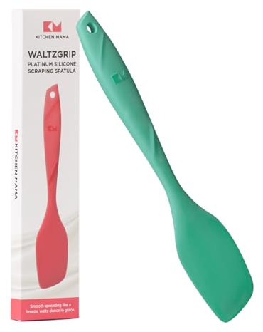 Kitchen Mama Silikonschaber: Hitzebeständig, spülmaschinenfest, mit ergonomischem Griff, stabil – perfekt zum Mischen, Schaben, Backen und Verteilen, Platin WaltzGrip (Türkis)