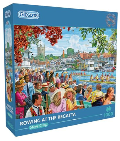 Gibsons Games Age 6+ Rowing at the Regatta 1000 Piece Jigsaw Puzzle | Nostalgic, Sustainable Puzzle for Adults | Premium 100% Recycled Board | Great Gift