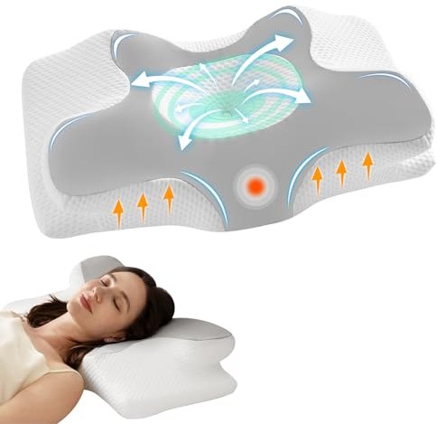Homyrium Ergonomisches Nackenkissen Kopfkissen Orthopädisches Kissen Memory Foam Nackenstützkissen Antischnarchkissen für Seiten, Rücken & Bauchschläfer（Grau）