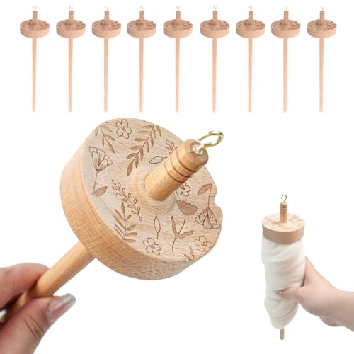 YhsPkh 10 Stück Fallspindel-Garn-Handspindel Aus Holz – Handspinnen, Garnspinnwerkzeug, Garnständer-Strickwerkzeug, Für Anfänger, DIY-Spinnhandwerk