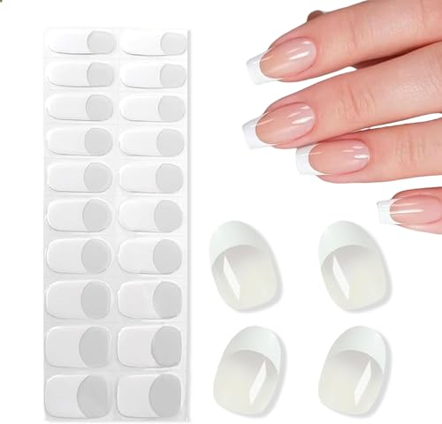 Goiern Lot de 20 autocollants pour vernis à ongles en gel - Lampe LED nécessaire - Pour ongles à la maison - Blanc