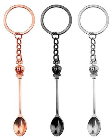 Lot de 3 porte-clés cuillères à café, mini cuillère, bijoux de sac à dos, pendentif de sac à dos