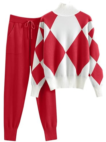 DONYKARRY Costume Décontracté Pour Femme,Ensemble 2 Pièces De Vêtements De Sport à Manches Longues Pour Filles Plus De Taille Ensemble Tricot Chaud Automne