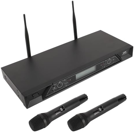 Ensemble de Microphones sans Fil en Métal, 2 Microphones et Récepteurs sans Fil Portables avec Conception Directionnelle en Forme de Cœur pour KTV, Performances sur Scène,