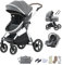 BEBBY 3-in-1 Kinderwagen KombiKinderwagen-Set 2-in-1 Buggy faltbar Luxus Hochlandschaft Neugeborenes Tragbarer Kinderwagen Zusammenklappbarer Kinderwagen Kinderwagen Travel System (D2-DEEPGREY)