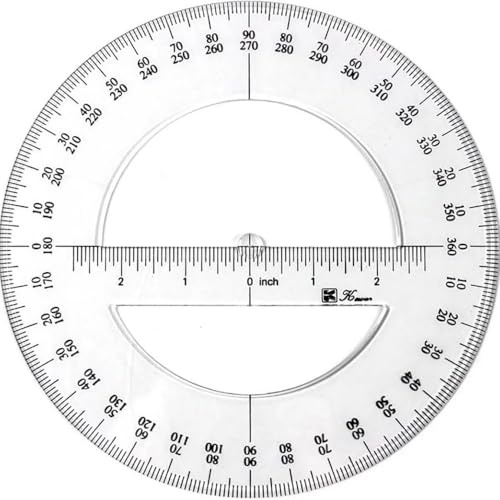 360 Degree Protractor, Plastic Protractor Math Protractors Clear Protractor Ruler Drafting Tools Circle Protractor for Geometry