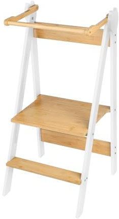 OHMG Torre Montessori, Torre di osservazione pieghevole, torre di osservazione per bambini, torre di osservazione Montessori, Torre di apprendimento per bambini, in legno naturale, torre pieghevole