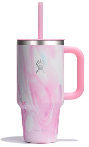 Hydro Flask 32 Oz Travel Tumbler with Handle, Lid and Straw - Insulated Stainless Steel in Jelly Pink