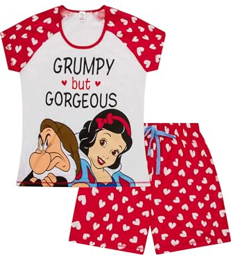 Disney Womens Snow White Dwarfs Grumpy But Gorgeous Short Cotton Pyjama Set Ladies PJ's