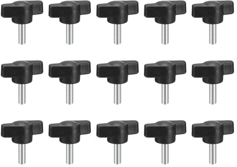 sourcing map 15 pomelli a vite di bloccaggio, M5 x 16 mm, in acciaio al carbonio, a forma di T, per rimuovere rapidamente la manopola di serraggio a mano