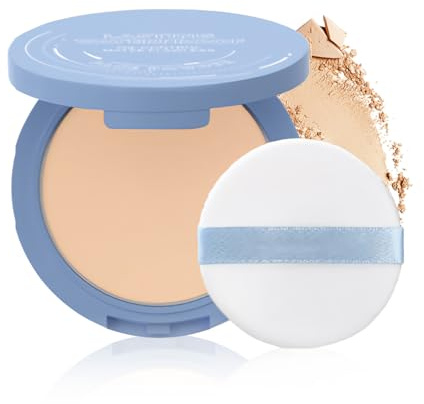 Oil Control Pressed Powder, Translucent Face Powder for Mature Skin, Flawless Setting Powder with Matte Finish, Compact Pressed Foundation Makeup for All Skin Types, Natural Beige