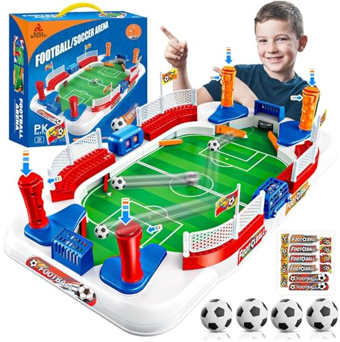 SAGA SPORTS Mini Table Soccer Board Game – Soccer Gifts for Boys 8-12, Soccer Toys for Kids Ages 6-12, Indoor Mini Foosball Table for Kids, Fun Soccer Board Game, Perfect Birthday
