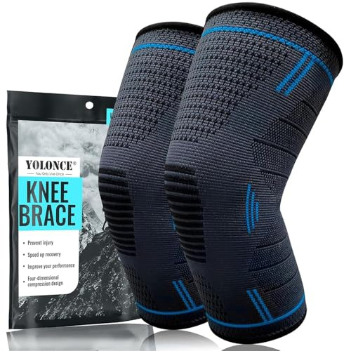 Viexpand Lot de 2 Genouillère de Sport qui Soutient,Genouillère Élastique Respirant,Genouilleres Pour Hommes et Femmes Stabilise,Sport,Pour Cyclisme,Tennis,Randonnée,Squats,Fitness(M)