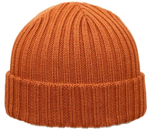Gorro gorro de pura lana Milano | Esencial y hecho para durar | Unisex | Made in Italy, naranja., 59-62