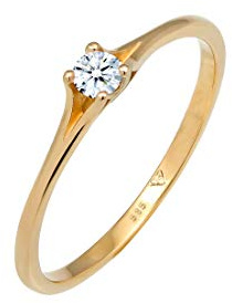 Elli DIAMONDS Bague Femme Fiançailles Vintage avec Diamant (0.06 ct) en Or Jaune 585