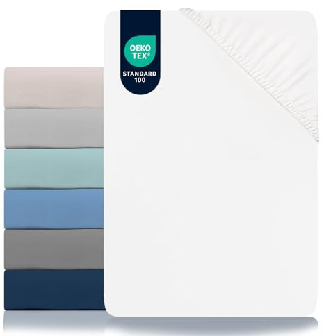 Dreamzie - Spannbettlaken 160x200cm - Mikrofaser Oeko TEX Zertifiziert - 100% Polyester - Spannbetttuch 160x200 - Alabasterweiß