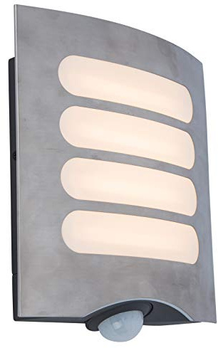 LUTEC LED Außenwandleuchte Farell,Wandleuchte in Edelstahl,Außenlampe m.Bewegunsmelder u. Timer,Erfassungswinkel 180°,moderne Wandlampe