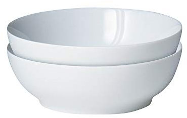 Denby White Porcelain Cereal Bowls Set of 2 - Dishwasher Microwave Safe Crockery 800ml - Glazed Chip & Crack Resistant Soup Bowls