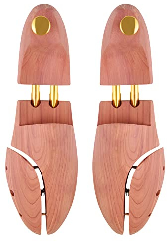 tongzaner Cedar Shoe Tree for Men Women Red Cedar Wood Adjustable Shoe Stretcher with Twin Tubes (Small/7.5-8.5)