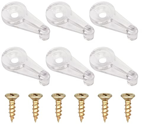 Alamic 50 Pack Glass Retainer Clips 5mm Cabinet Glass Clips Window Screen Clips Cabinet Door Glass Retainer Clips with Screws for Fixing Glass Cabinet Doors - Clear