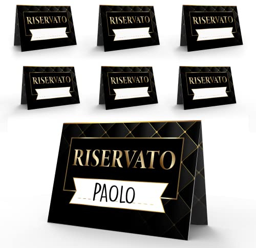 Segnaposto Riservato Elegante - 40 Cartoncini Segnaposto Tavolo Nero Oro - Decorazioni Eventi