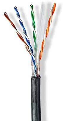 NEDIS Network Cable Roll | CAT6 | Solid | U/UTP | CCA | 305.0 m | Outdoor | Round | PE | Black | Gift Box