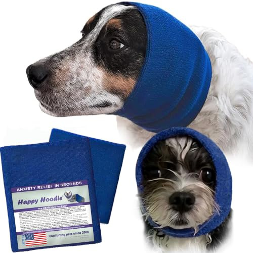 Den ursprungliga glada huvtröjan för hundar och katter – sedan 2008-2 pack (1 liten, 1 stor) – grooming och force drying mirakelverktyget för ångestlindring och lugnande hundar