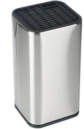 Stainless Steel Knife Block,Universal Knife Block Without Knives, with Slot for Scissors and Slot for Sharpening Rod, Detach to Easy Clean,Protect Blade,Space Saver Knife Holder Storage