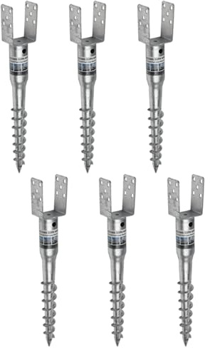 6 Pcs x Ground Screw Anchor Galvanised Screw in Fence Pergola Post Holder Support Base with Square Bracket Drive Down Spike (80mm x 685mm)