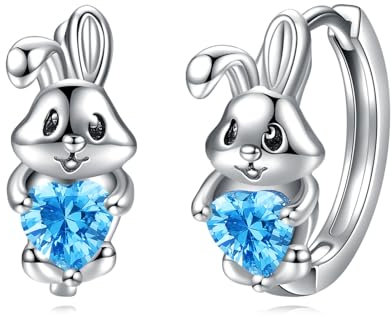 VONALA Hase Creolen Ohrringe, 925 Sterling Silber Tier Schmuck mit Blau Zirkonia für Damen Mädchen Kinder