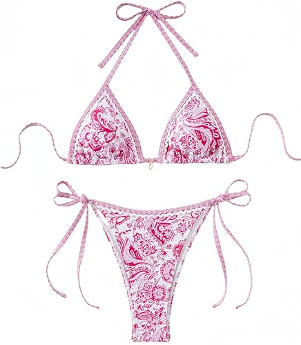 Ocean Plus Kvinnors Bohemianska Triangelbikini Kostym med Hängare Badkostym Bärs Push-ups